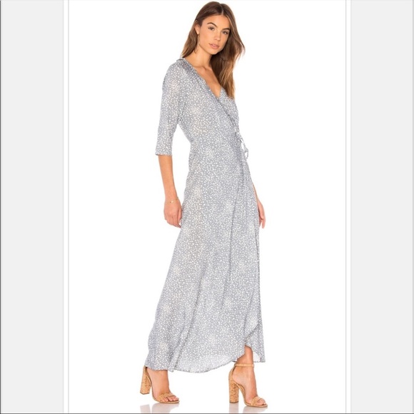 Auguste dusty blue maxi wrap dress 3/4 sleeve - Picture 5 of 6